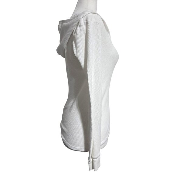 Vintage Y2K Aeropostale White Thermal Hoodie Scoop Neck Butterfly Logo M 2000s A - Picture 10 of 12